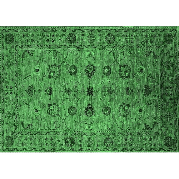 Ahgly Company Indoor Rectangle Oriental Emerald Green Industrial Area Rugs, 7' x 9'