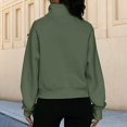 thumbnail image 4 of Stand Collar Fall Clothes Half Zip Women Solid Color Daily Outfit (Coffee XL), 4 of 6