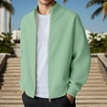 thumbnail image 2 of Kureaily Winter Solid Color Rib Knit Double Zipper Casual Jacket Without Hood With Texture For Everyday Wear Men's Casual Overcoat, 2 of 4