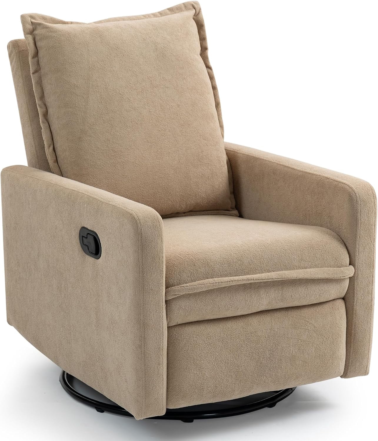 REHOUSING Adult Velvet Nursery Rocking and Swivel Recliner with Foot Rest, Brown