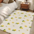 thumbnail image 4 of Cute Lemon Floral Area Rugs 4'x6', Washable Small Throw Rugs for Office Bathroom, Farmhouse Vintage Linen Texture Indoor Outdoor Rug Non-Slip Low Pile Carpet Runner Reversible Floor Mats, 4 of 8