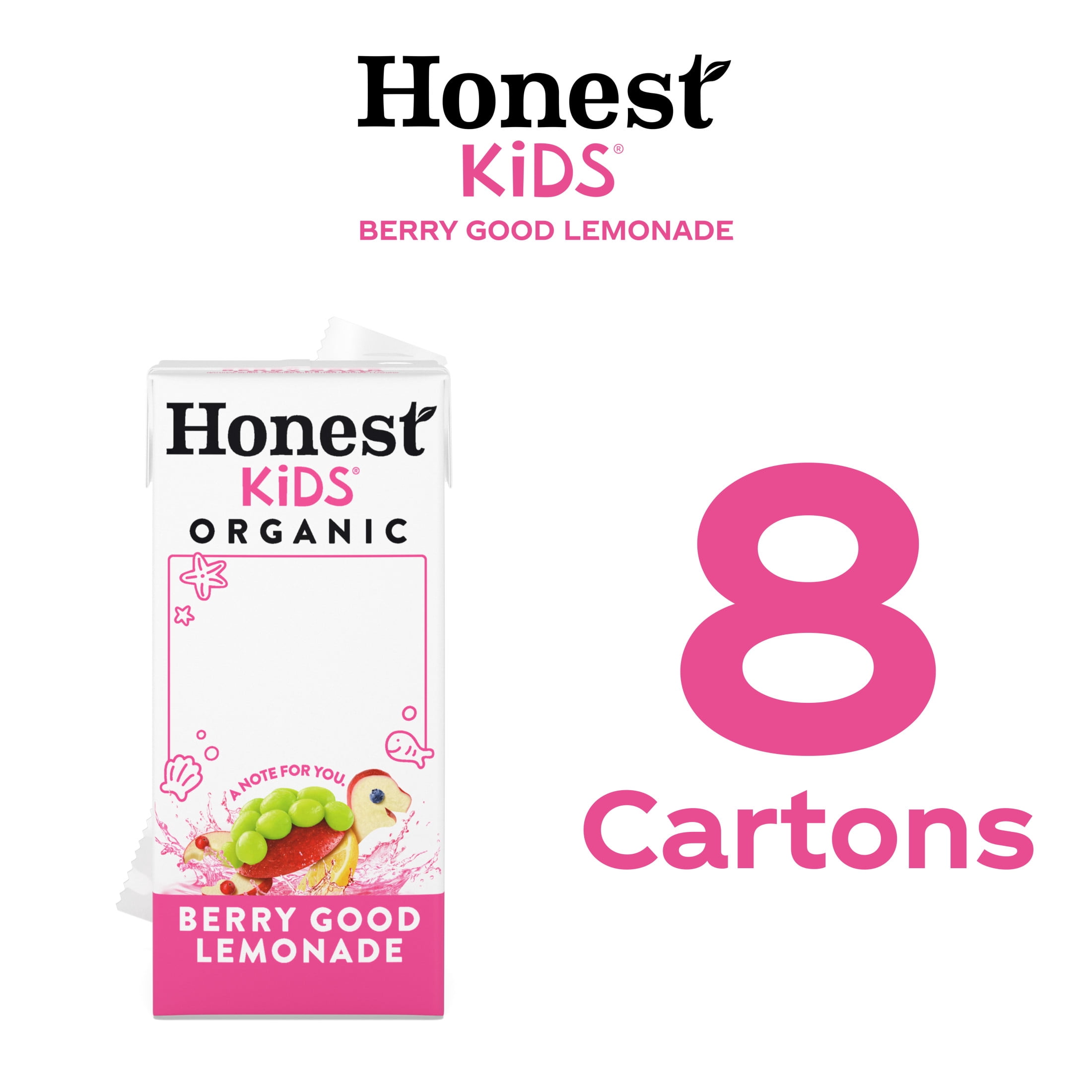 (3 pack) Honest Kids Berry Good Lemonade Organic Juice Drink Cartons, 6 fl oz, 8 Pack