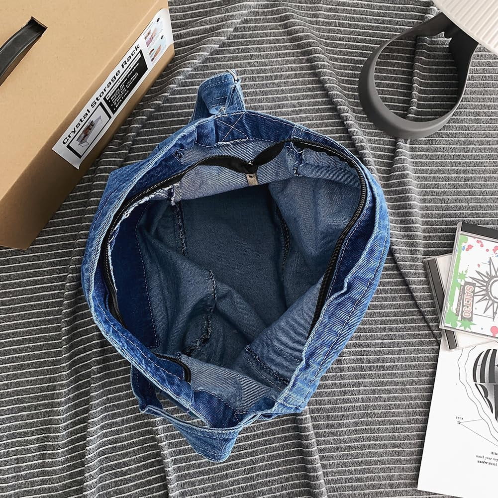 Denim Hobo Crossbody Bag for Women Large Shoulder Handbag Messenger Bag Retro Tote Bag for Casual Work Travel