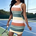 thumbnail image 2 of BRGZLK Womens Tank Dresses Ribbed Scoop Neck Elastic Solid Color Sleeveless Basic Round Neck Striped Bodycon Mini Dress, 2 of 7