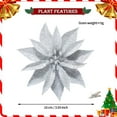 thumbnail image 2 of Christmas Poinsettia Artificial Flowers 4 Inch Silver Glitter Floral Picks with Clip for Christmas Tree Wreaths Garland Decorations Xmas New Year Wedding Party Winter Holiday Ornaments Arrangements, 2 of 2