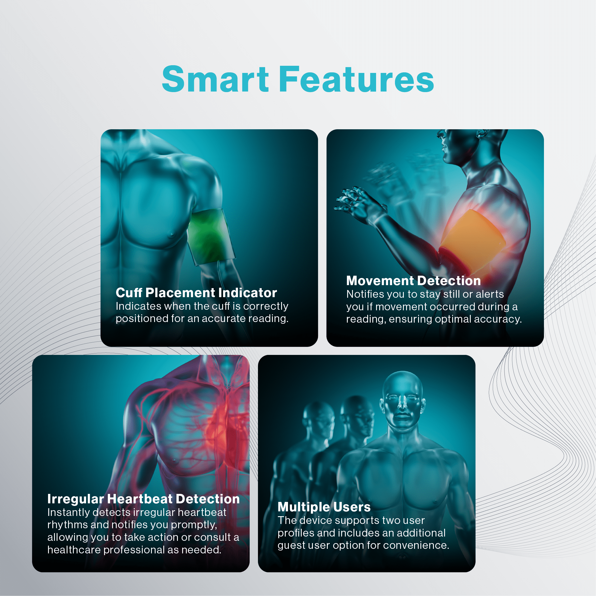 Oxiline Pressure XS Pro Smart Upper Arm Blood Pressure Monitor with Premium Wide Range Cuff, Body Movement Detection, Wrap Indicator, Bluetooth Compatible for iOS & Android Devices