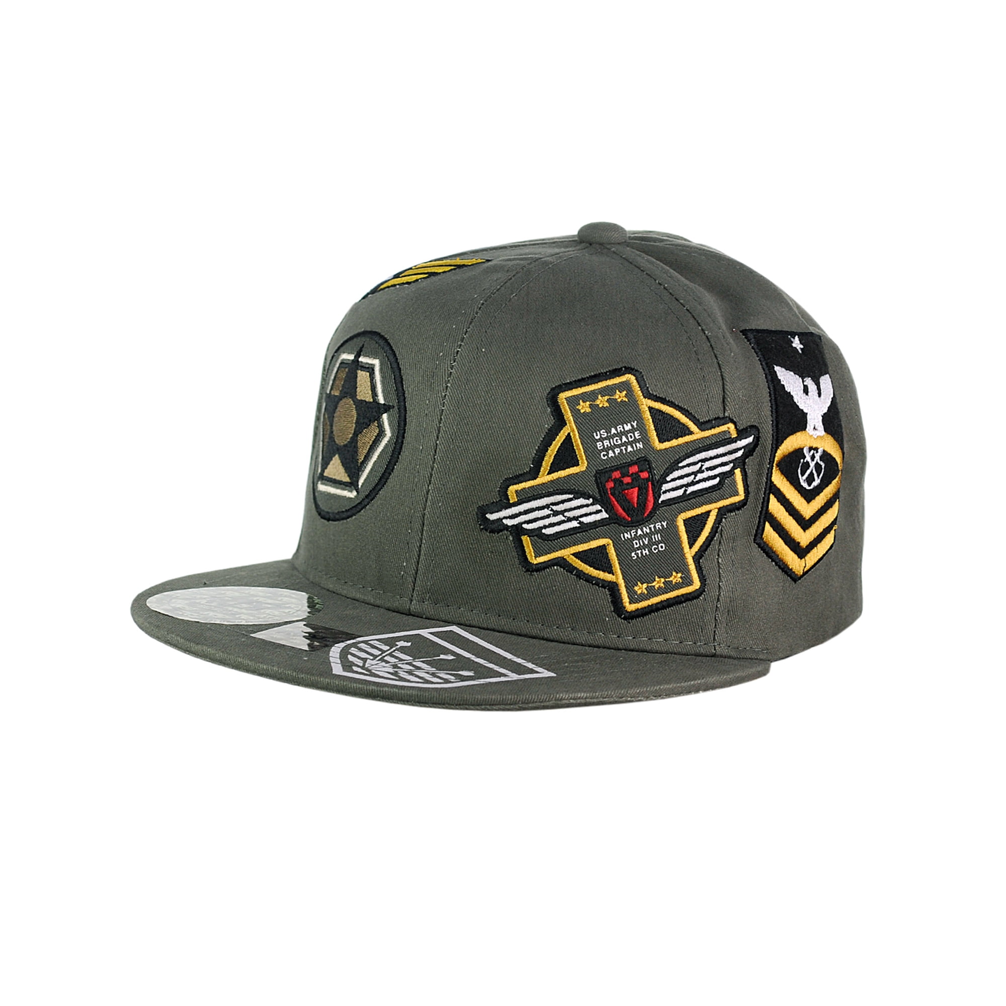 NYFASHION101 Embroidered U.S Army Emblem Flat Bill Adjustable Snapback Cap Hat, Olive