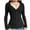 Black, variant on Womens Blouses Shirts Long Sleeves V Neck Ribbed Knit Solid Color Loose Button Slim Fit Womens Tees,Black,M