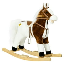 Qaba Rocking Horse with Sound, Ride on Horse with Saddle, Toddler Rocker, Gift for 3-8 Year Old, Brown