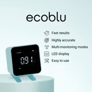 Ecosense EcoBlu EB100 Digital Radon Detector, Fast & Accurate, Short-Term & Long-Term Monitoring, Full-Size LED Screen (Blue)