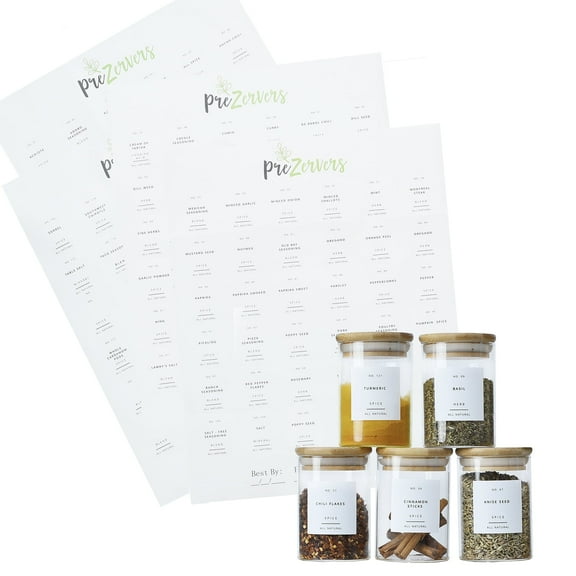 160 Minimalist Spice JAR Labels | 132 PRE-Printed Spice Labels | 12 DIY White Blank Labels | 16 Best by Date | HERB Spices | Kitchen Pantry Stickers |Spice Label Stickers | Waterproof Matte Finish |