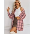 thumbnail image 2 of Weardear Women's Button Down Shirt Flannel Shirt 2025 Fall Long Sleeve Plaid Shacket Snap Button Tops, 2 of 5
