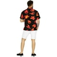 thumbnail image 4 of HAPPY BAY Men's Button Up Short Sleeve Beach Caribbean Cruise Shirt Vacation Halloween Costumes Hawaiian Shirts for Men 5XL Orange Ghost Black, 4 of 5