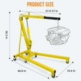 thumbnail image 4 of GARVEE 2 Ton Hydraulic Engine Hoist,Cherry Picker Shop Crane with 6 Casters and Telescopic Boom for Garage, Workshop, Automotive Repair,Yellow, 4 of 7