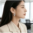 thumbnail image 3 of Small Chunky Hoop Earrings for Women, 18K Gold Plated Thick Lightweight Everyday Fashion Earrings with Silver Tone Post, 3 of 5