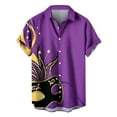 thumbnail image 6 of SDNall Mardi Gras Carnival Shirts for Men Hawaiian Shirt Carnival Printed Shirt Loose Shirt Short Sleeved Round Neck Mens Casual Button Down Shirts (Purple,Sizes:S-5XL), 6 of 9