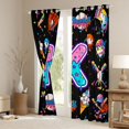 thumbnail image 3 of jejeloiu Letter K Monogrammed Black Out Curtains,Baseball Ice Cream Curtains Pack of 2 (42x63 Each) For Girls Kids, 3 of 6
