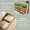 thumbnail image 4 of Aitjunz Modern King Size Bed Frame with 50" Tall Storage Headboard, 4 Under-Bed Storage Drawers, Fluted Wood Platform Bed w/ LED Lighting and Charging Station, No Box Spring Needed, Natural, 4 of 7