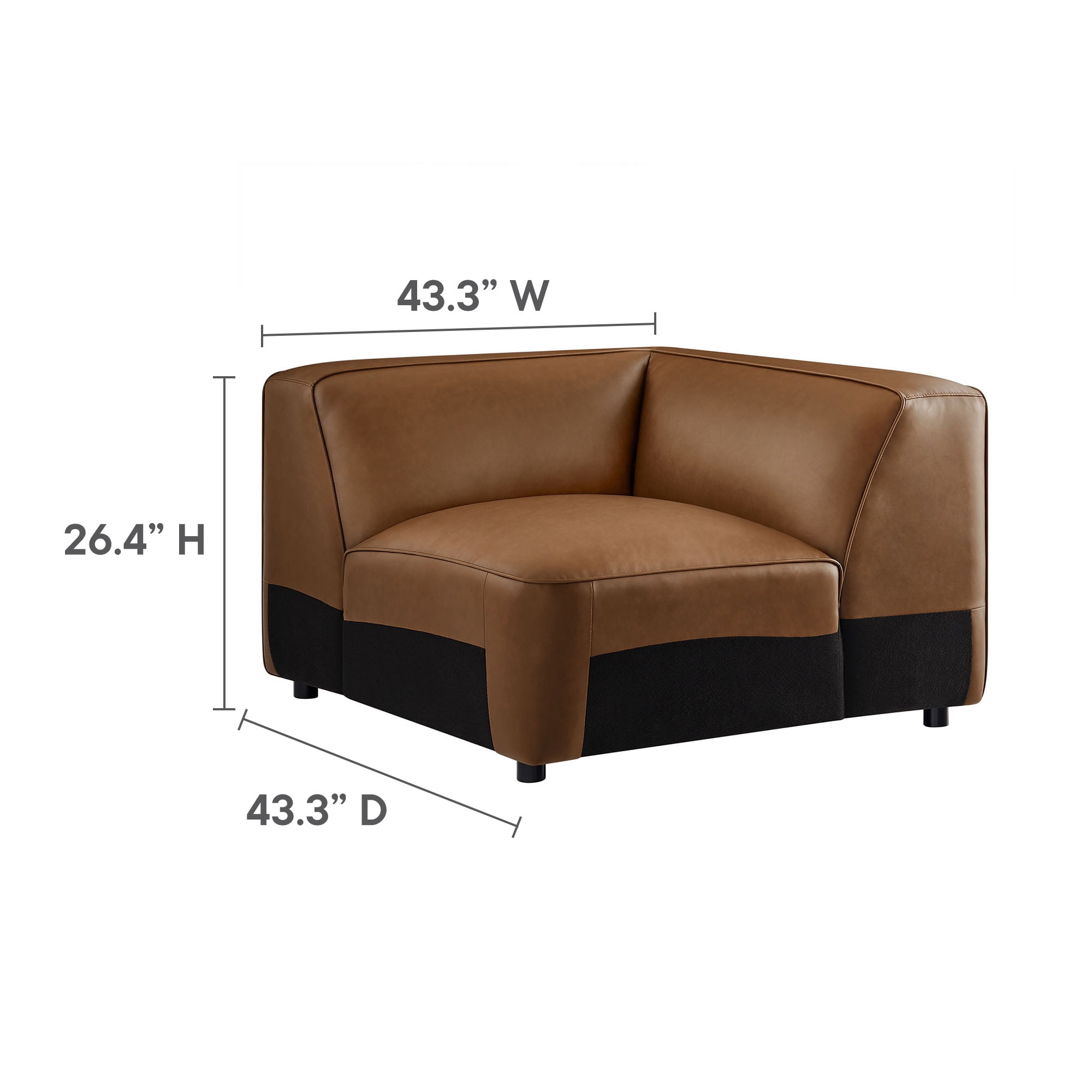 Modway Auren 5-Piece Leather Upholstered Sofa in Coffee
