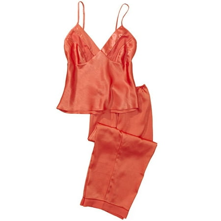 Women's Plus Satin Sleep Cami and Crop-Length Pants