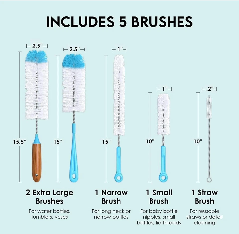 Turbo Microfiber Bottle Brush Cleaner 5 Pack
