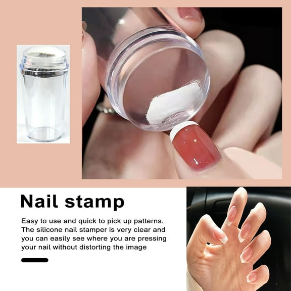 Litie French Tip Nail Stamp,Clear Silicone Reusable Nail Art Stamper for French Manicure Home DIY Nail Art Salon