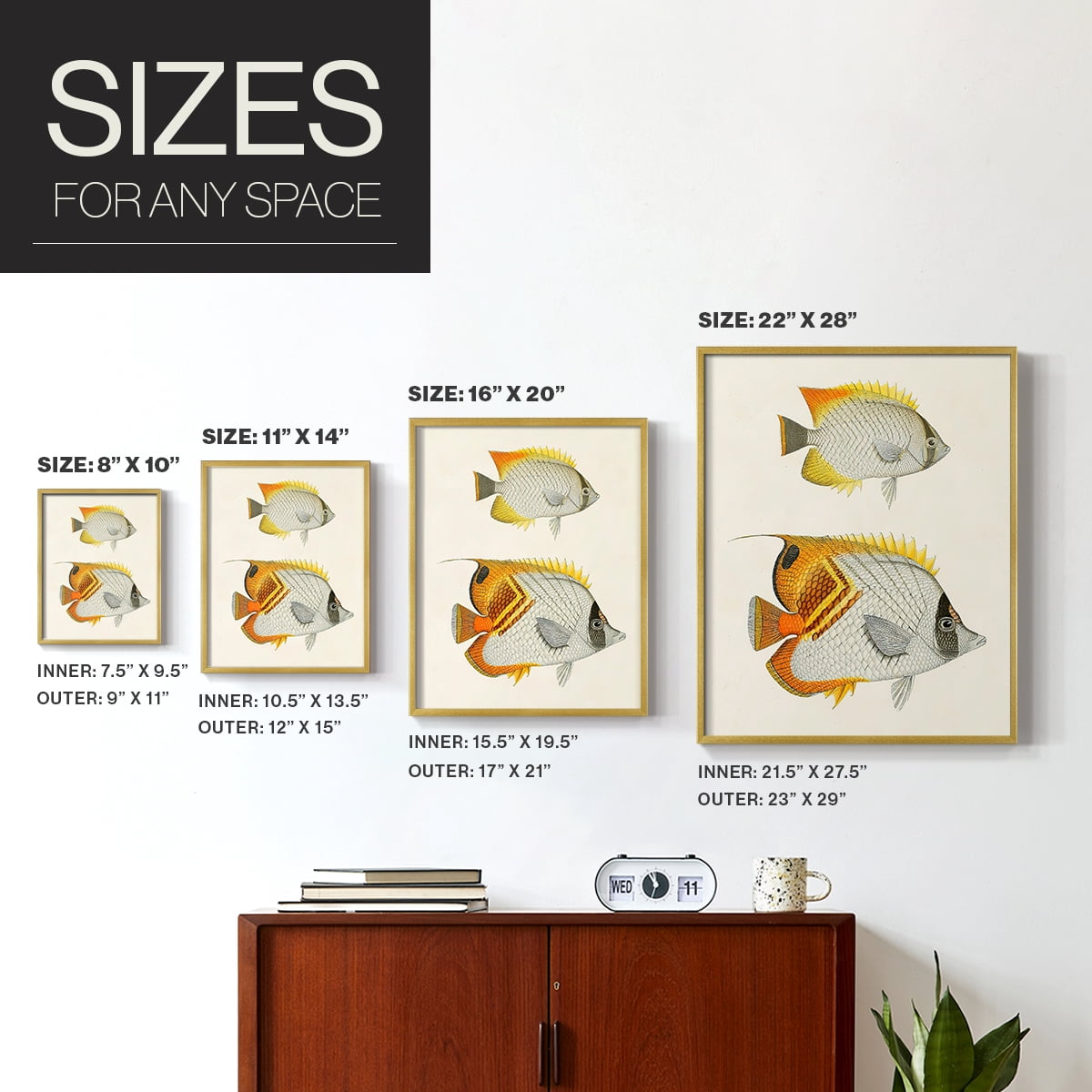 Yellow & Grey Fish I Framed Print - Solid Wood in Single Picture Frame Solid Wood 2 Framed Print