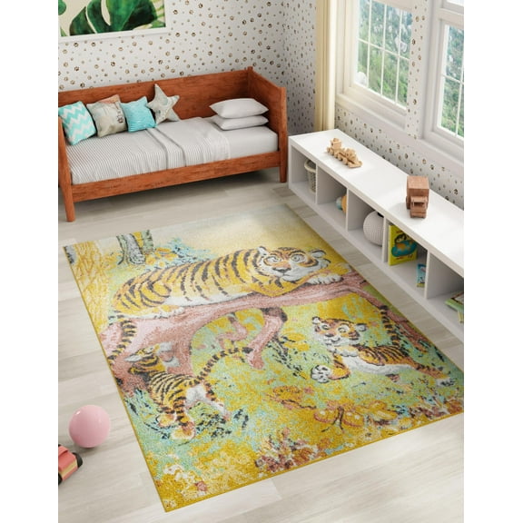 Unique Loom Whimsy Kids Collection Area Rug - Tigger (5' 3" x 8' Rectangle Multi/Black)