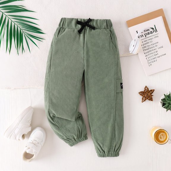 Rvasteizo Corduroy Pants for Girls Fall Winter Thickened Warm 2-7Y,4T