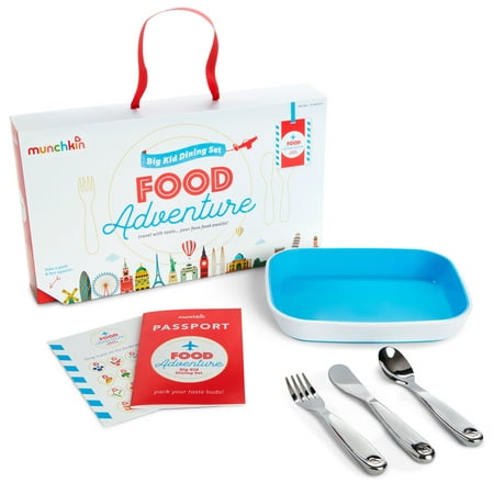 Munchkin Food Adventure Splash Toddler Dining Gift Set, Includes Plate and Stainless Steel Utensils, Blue
