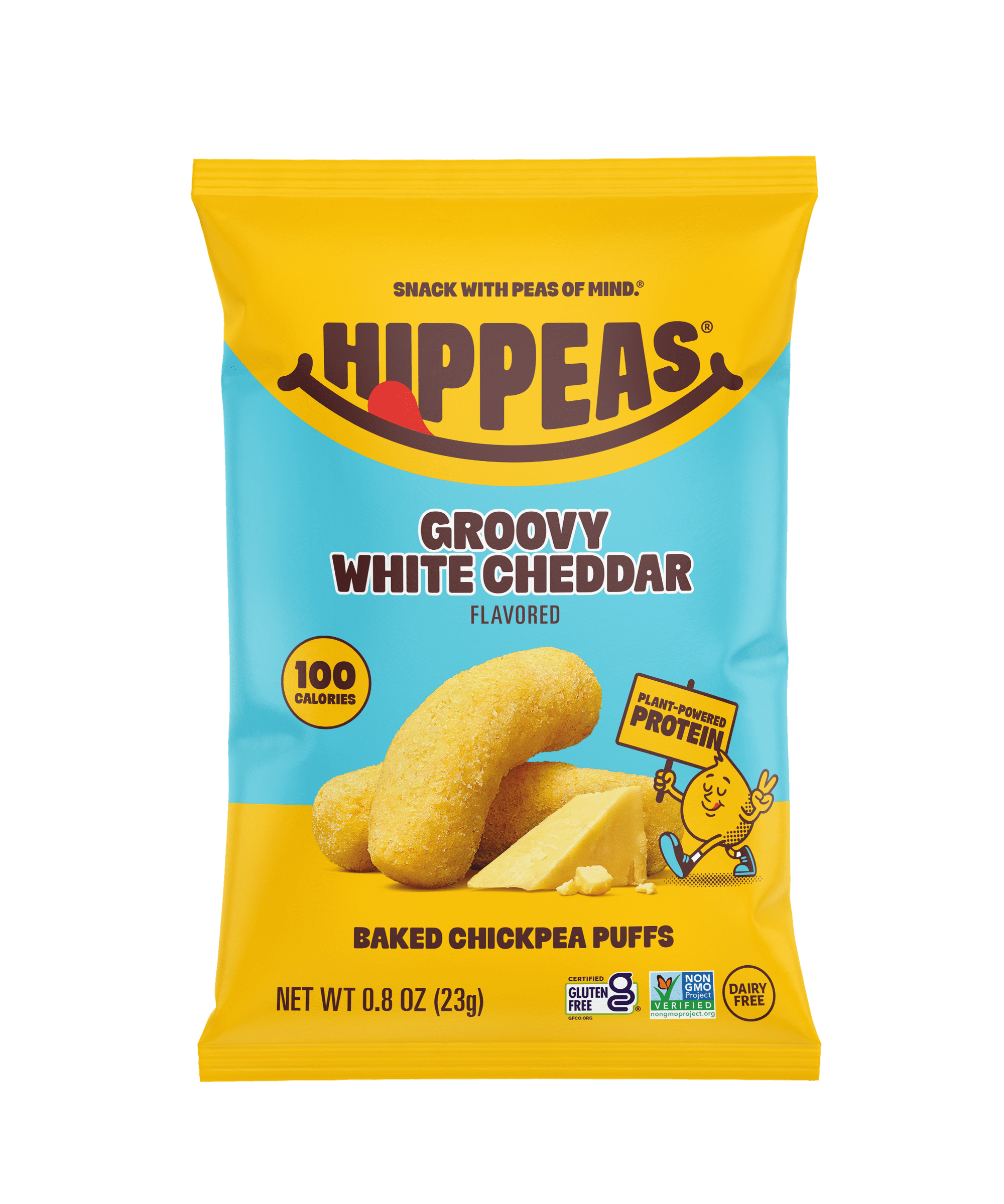 HIPPEAS Chickpea Puffs, Groovy White Cheddar, Gluten Free, Dairy Free, 3g Protein, 0.8 oz, 21 Pack