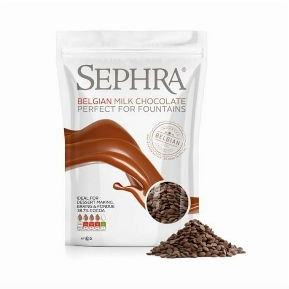 Sephra Belgian Milk Chocolate, 1lb Microwavable bag,  38.7% Cocoa- Chocolate Fountain Chocolate