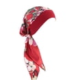 thumbnail image 1 of Sonducket Pañuelo para la cabeza para mujer, gorro de dormir preatado a la moda, tocado con textura suave, accesorios para el cabello para la vida diaria Sombreros vino rojo flor Sonducket AP009762-11, 1 of 6