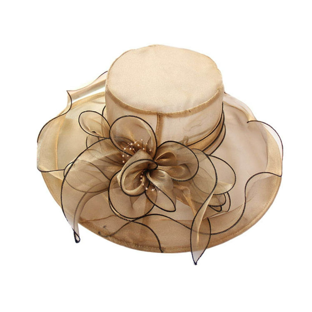 Sanwood SANWOOD Sun Hat Floral Organza Wide Brim Church Kentucky
