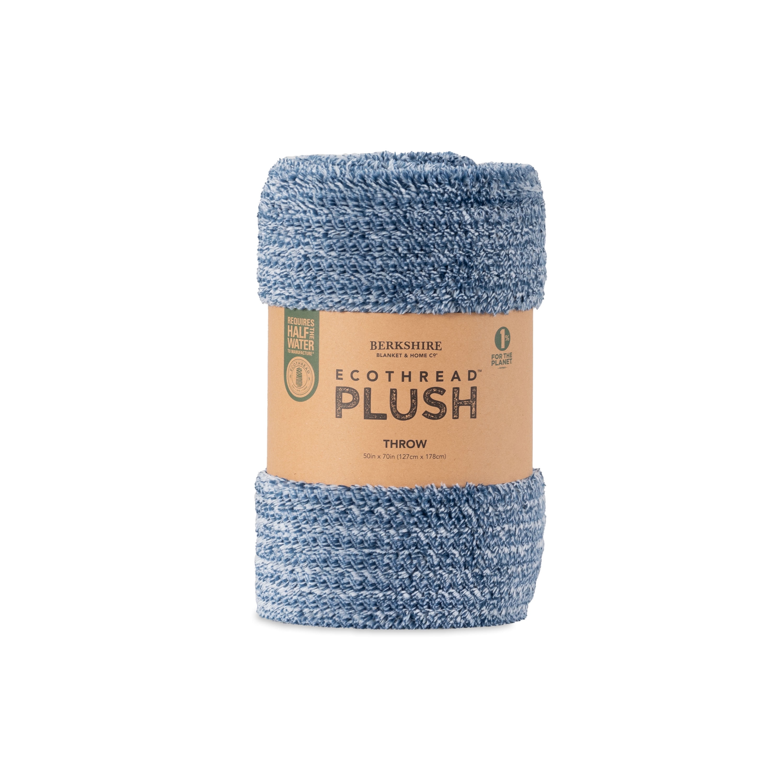 EcoThread Soft Plush Textured Heathered Oversized Couch Throw Blanket, Blue