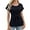 Black, variant on jinghuiyue Women’s Short Sleeve Chiffon Blouses Causal Dressy Pleated Tie Waist Work Office T Shirts Summer Solid Crew Neck Tops S