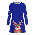 thumbnail image 4 of Womens Christmas Dress Christmas Party Dresses Christmas Womens Long Sleeve Crew Neck Deer Printed Soft Dress Fashion Party Swing Dress, 4 of 4