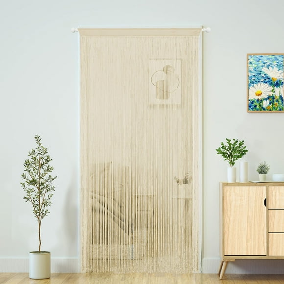 Cortina YaoYue Boho con panel de cuerdas, 100 x 280 cm, color champán