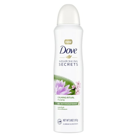Dove Nourishing Secrets Dry Spray Antiperspirant Deodorant Waterlily & Sakura Blossom, 3.8 oz