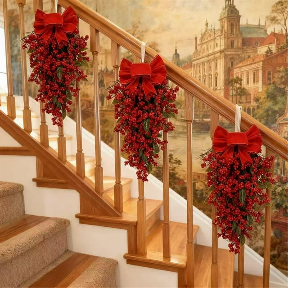 up to 90% off karymi Christmas Wreath Red Fruit Decorations Border Hot Selling Handmade Simulated Christmas Flower Wreath Ornaments Bedroom Decor