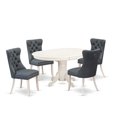 thumbnail image 3 of Modern 5 Piece Dinette Set - Oval Dining Table & 4 Linen White Chairs, 3 of 7