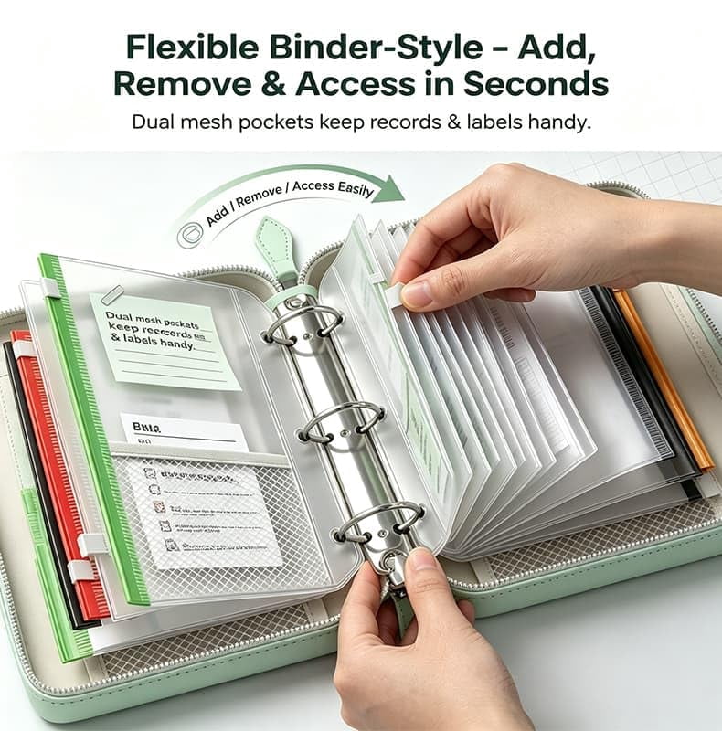 A8 Waterproof Travel Pill Organizer Set with 14 Color-Coded Medicine Pouches, Weekly Crush-Resistant Case for Vitamins and Supplements