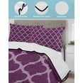 thumbnail image 3 of Quilt King Size Bedding Set, Dark Purple Moroccan Reversible Summer Quilt 3 Pieces, Country Abstract Quatrefoil Lattice Lightweight Bedspreads Coverlets with 2 Pillow Shams for All Seasons, 3 of 5