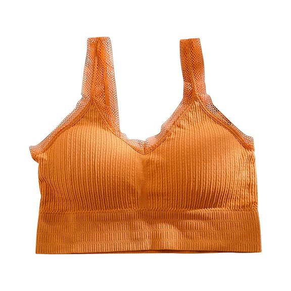 Bigersell Backless Bra Fashion Women Bra Solid Vest Camisole Breathable Push Up Tops Underwear Women Size Bra and Panty Sets for Female, Style 2973, Orange