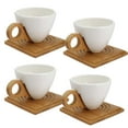 thumbnail image 1 of 4 Pcs Ceramic Tea Cup Set, Porcelain Tea Set with Wooden Tea Pads, Solid Color Modern Cup Set for Home, White, 1 of 10