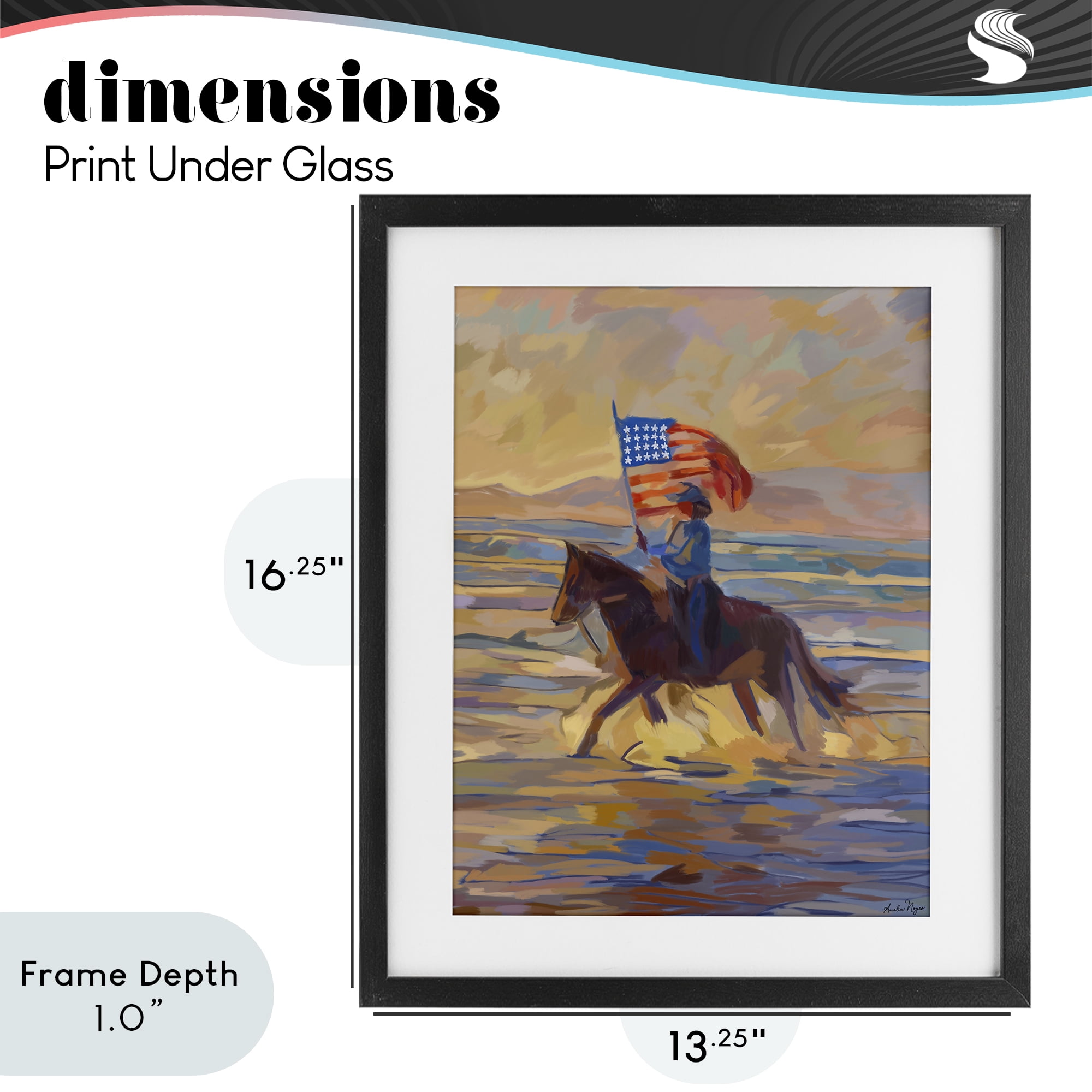 Stupell Industries American Cowgirl Abstraction Black Framed Print Under Glass, design by Amelia Noyes