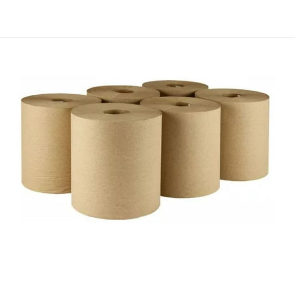 Toalla En Rollo Para Manos Biodegradable Cafe Kraft caja con 6 rollos de 180 metros de largo convertipap TOALLA EN ROLLO COLOR CAFE