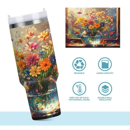 

DIXRUYEE Steel Water Bottles Tumbler Creative Colorful Reflections Pattern 40oz/30oz