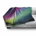 thumbnail image 3 of Aurora Borealis Soft Flannel Fleece Blanket, Colorful Weather Pattern with Rainbow Tones Starry Night Sky Illustration, Cozy Plush for Indoor and Outdoor Use, 50" x 70", Multicolor, by Ambesonne, 3 of 6