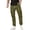 Army Green, variant on Men's Casual Cargo Pants Workout Joggers Stretch Sweatpants Hiking Drawstring Tactical Pants with Multi Pockets Navy